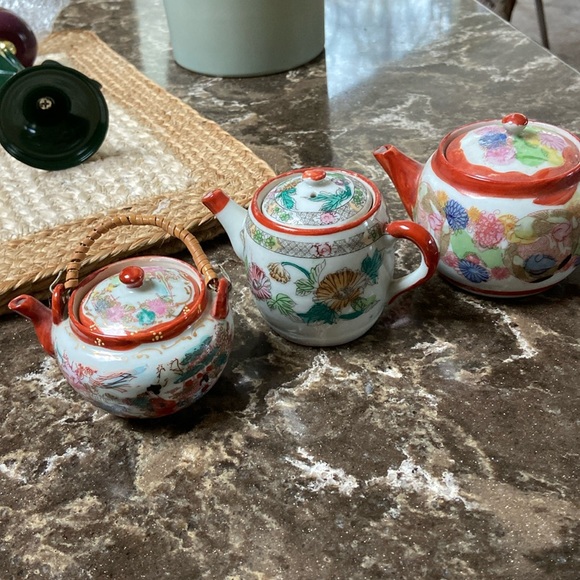 3 small Asian oriental teapots mini Vintage euc - Picture 1 of 13